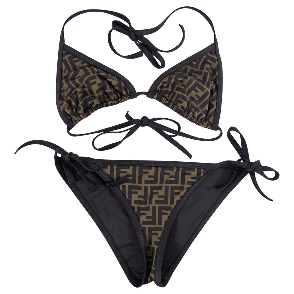 Fendi Brown and Brown FF Zucca Logo Bikini - IT40 / USA 4 / S