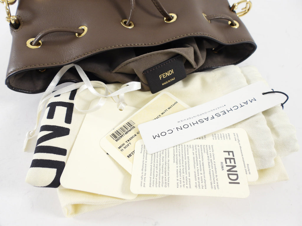 Fendi Brown Leather Mon Tresor Grand Bucket Bag