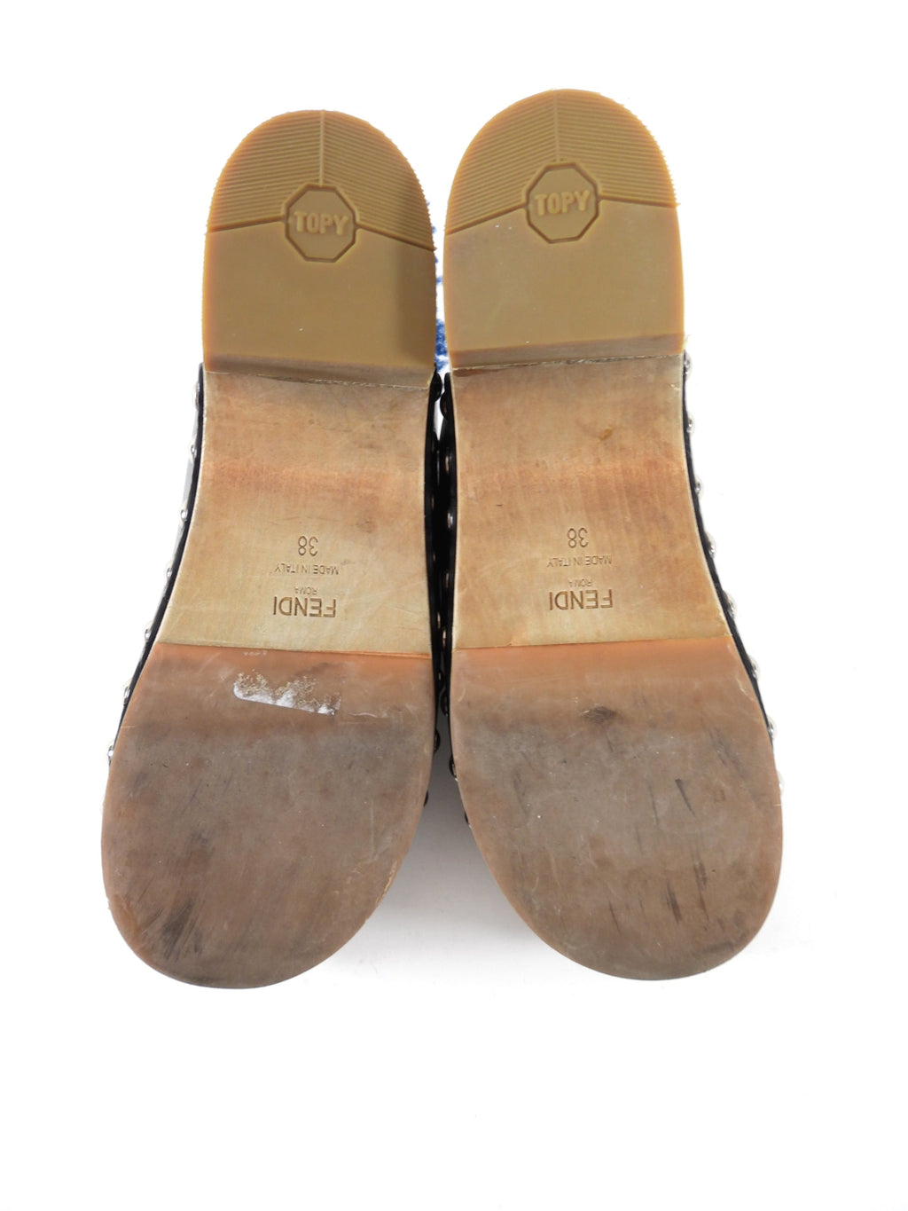 Fendi Black Leather Monster Embellished Clogs - 38