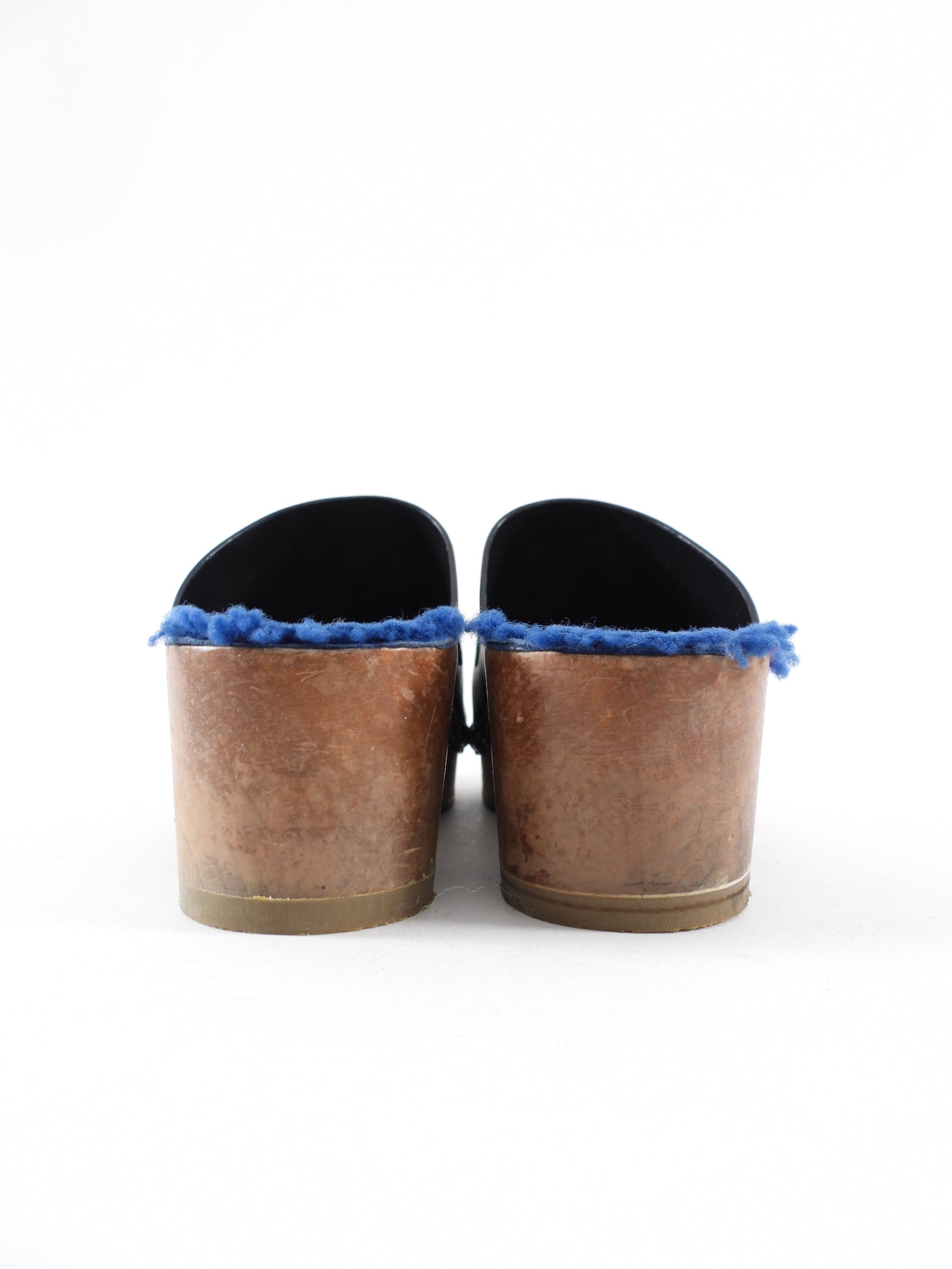 Fendi Black Leather Monster Embellished Clogs - 38