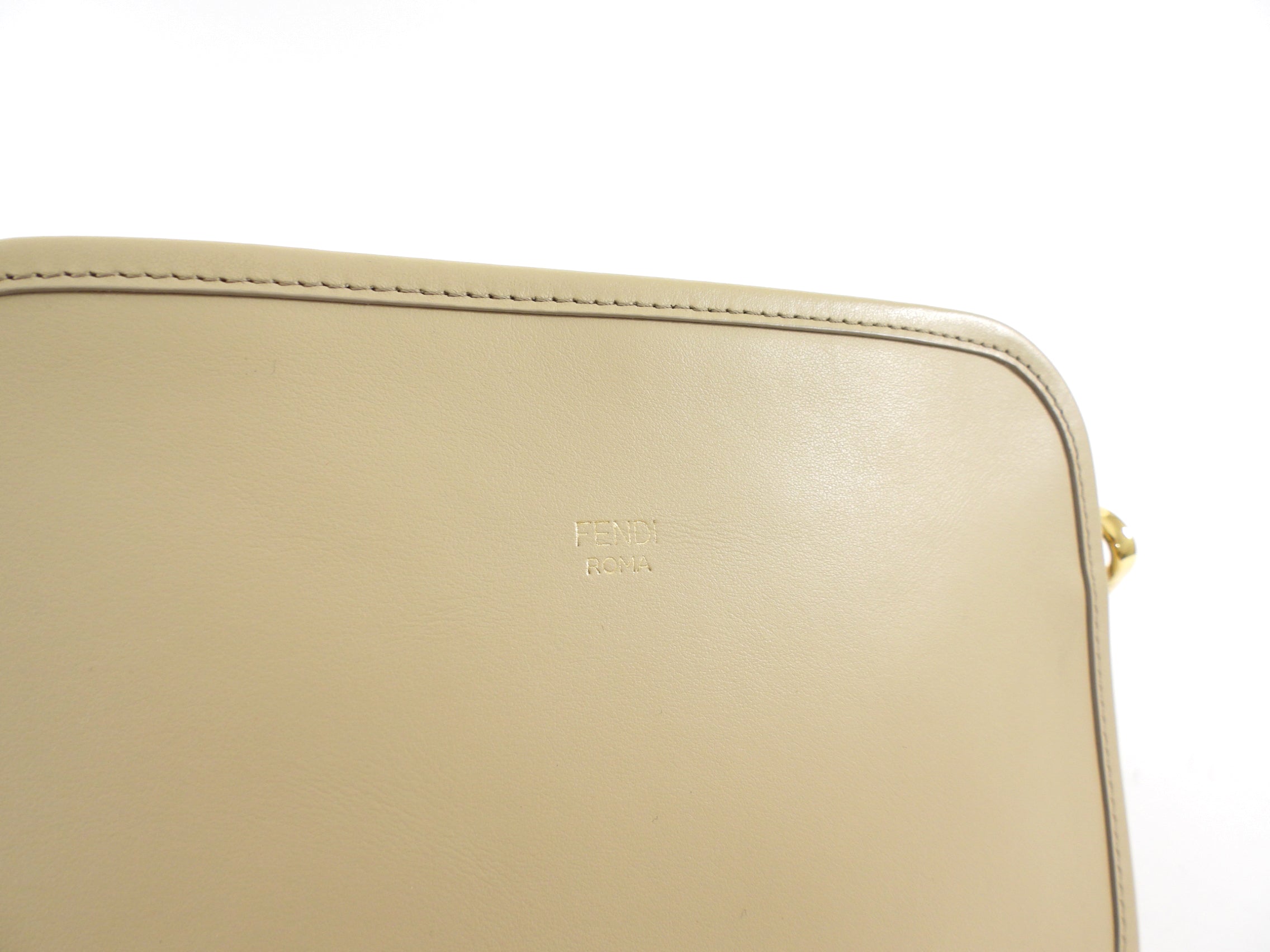 Fendi Beige Leather Crossbody Camera Bag