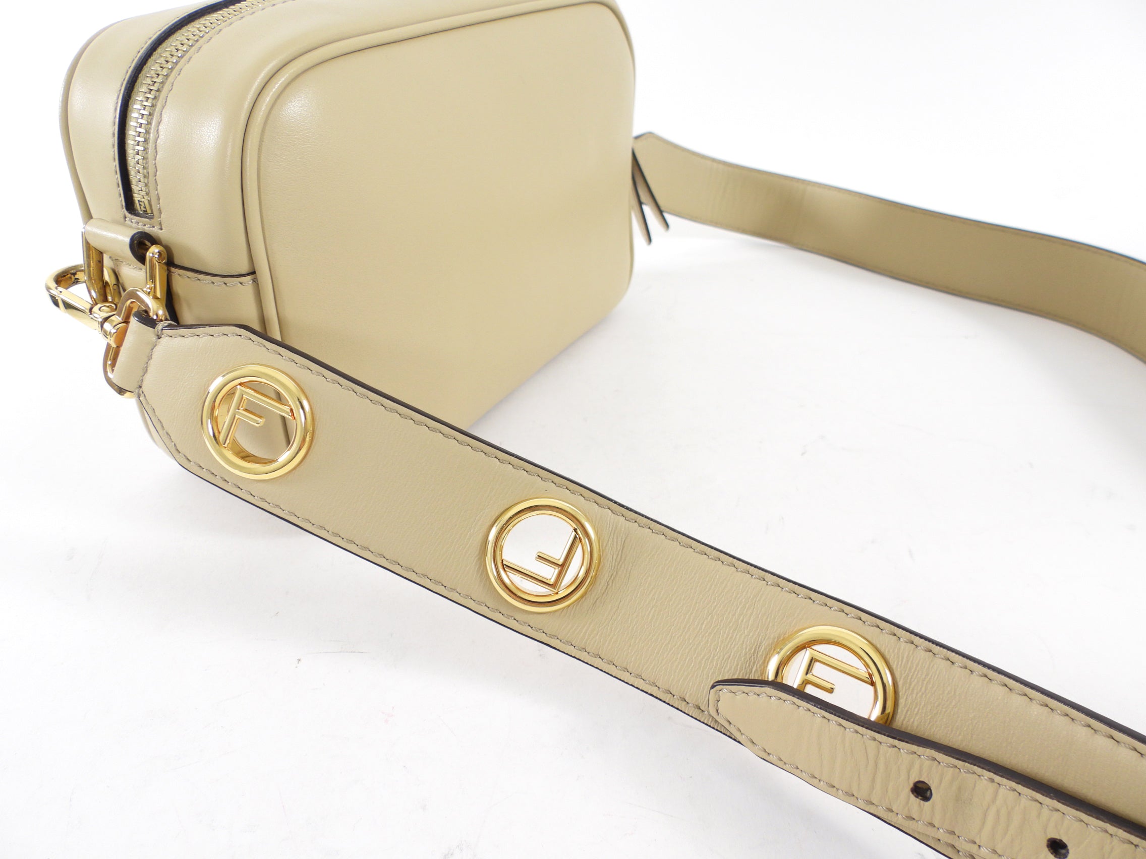 Fendi Beige Leather Crossbody Camera Bag