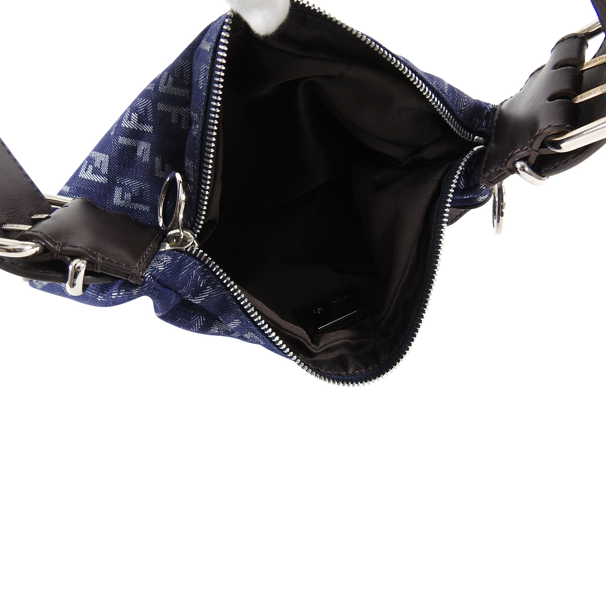 Fendi Denim FF Zucca Logo Zucchino Oyster Bag