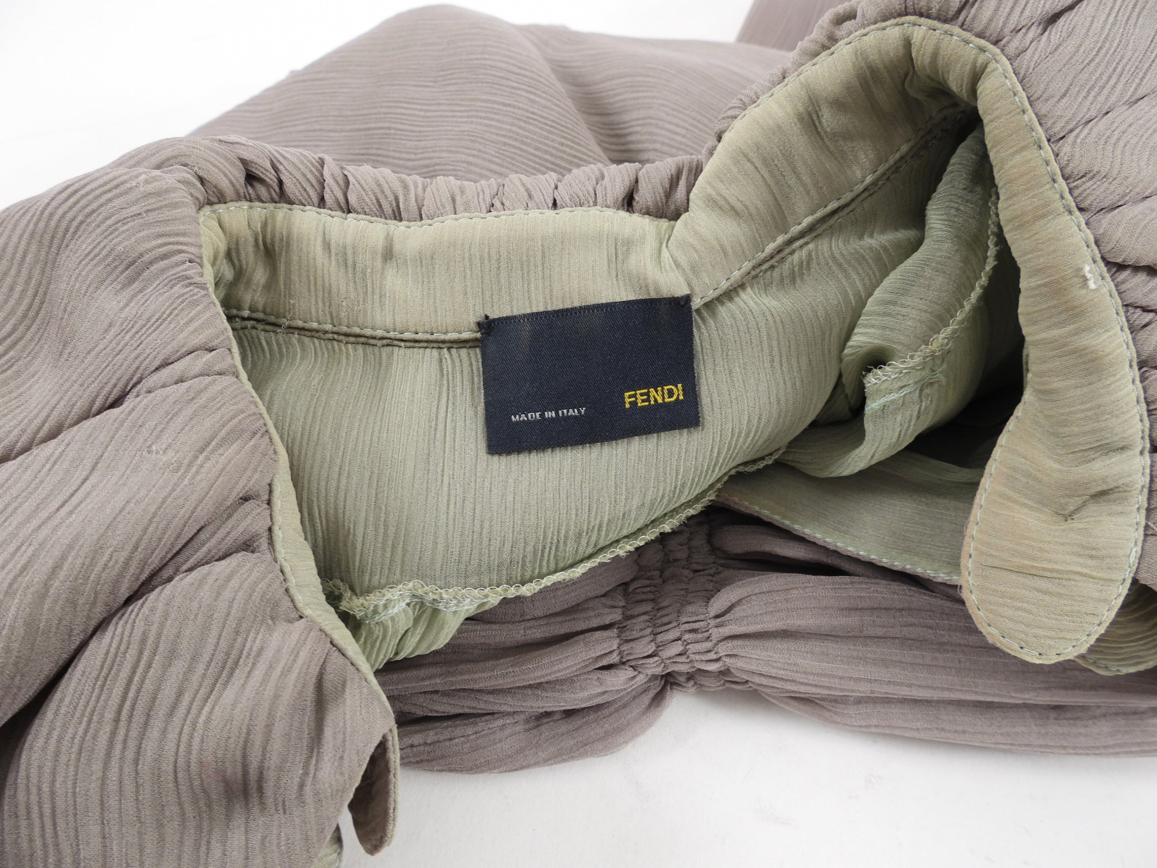 Fendi Taupe Grey and Sage Green Silk Chiffon Layered Dress - IT40 / XS / 2 / 4