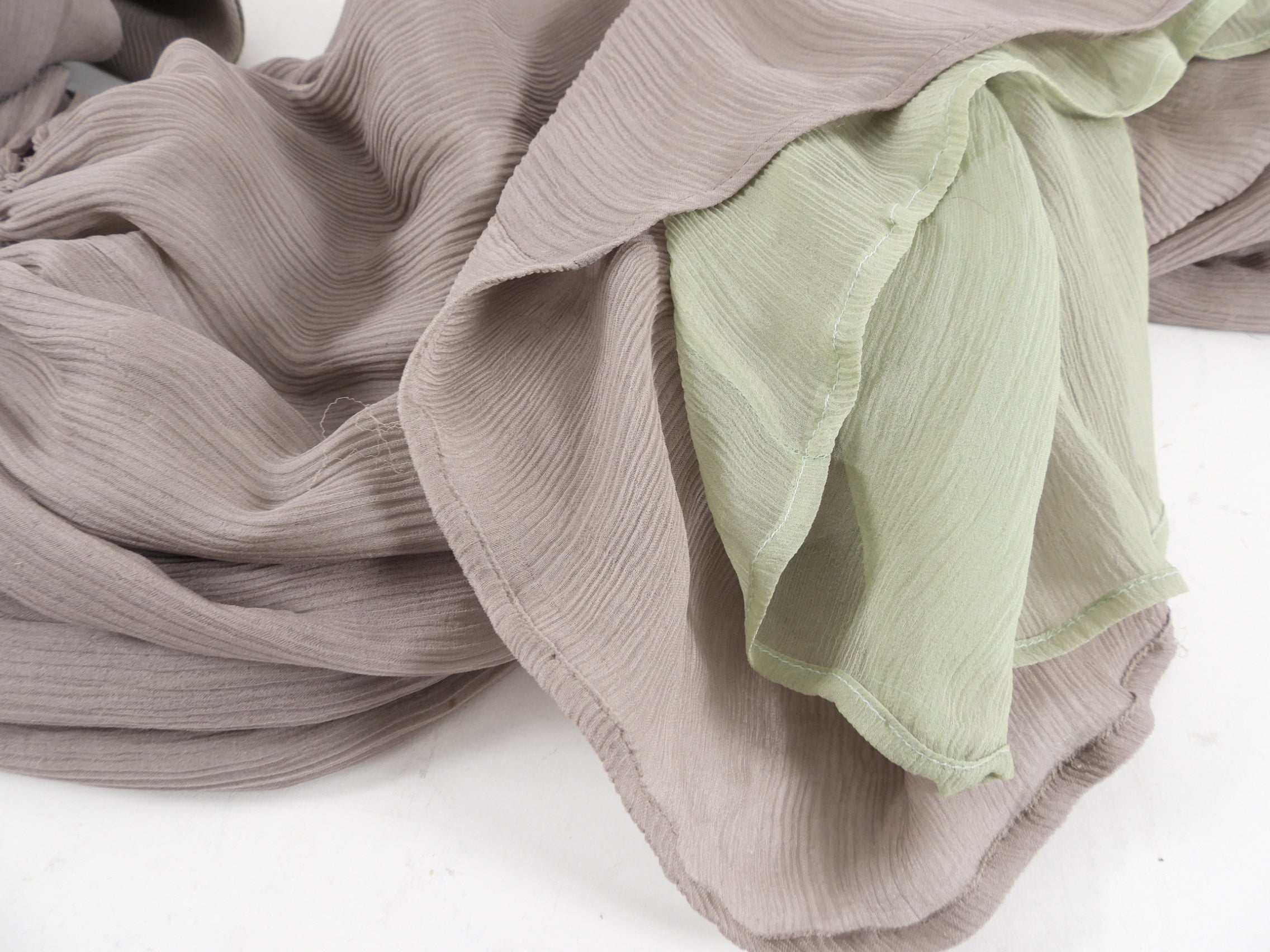 Fendi Taupe Grey and Sage Green Silk Chiffon Layered Dress - IT40 / XS / 2 / 4