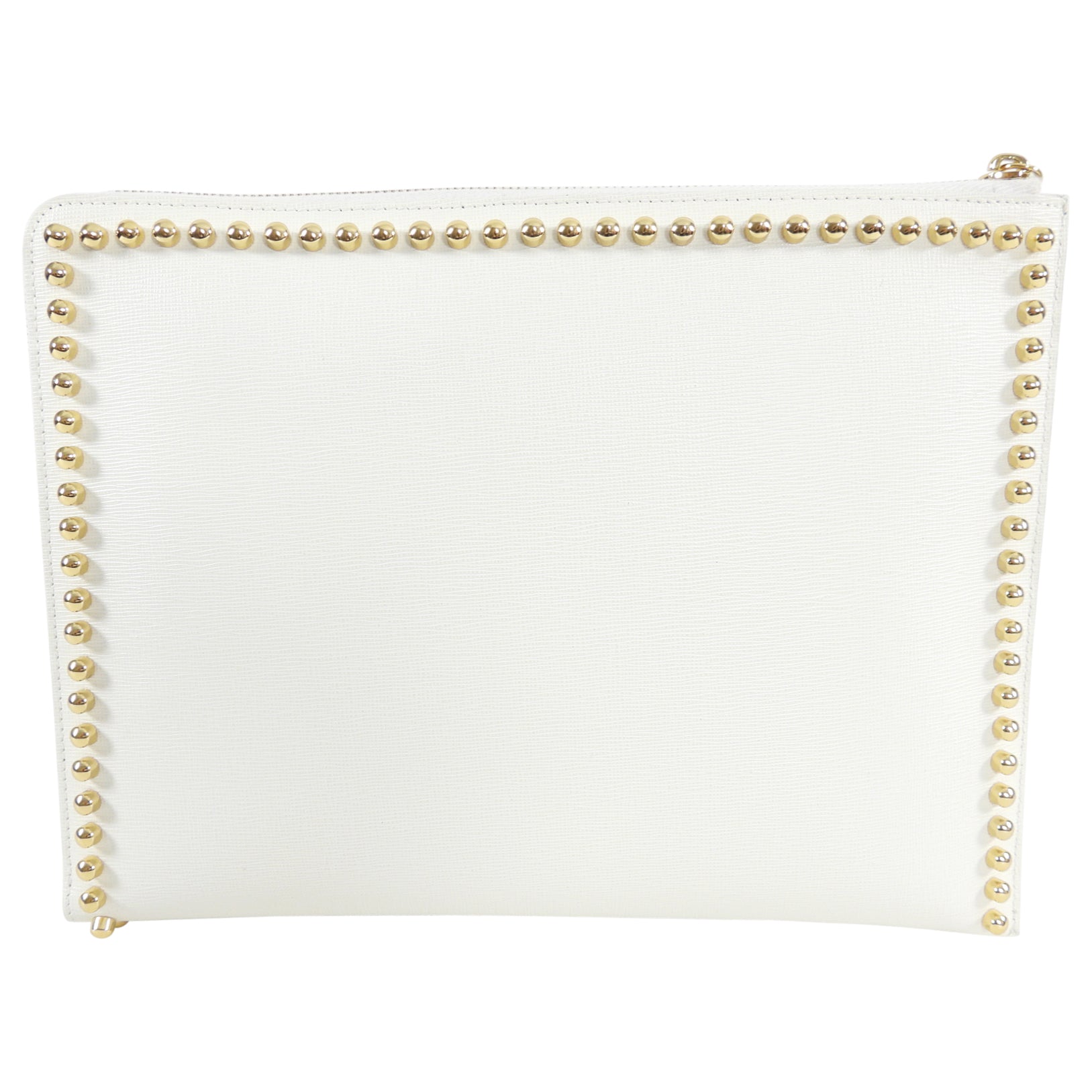 Fendi White Karlito Stud Clutch Bag