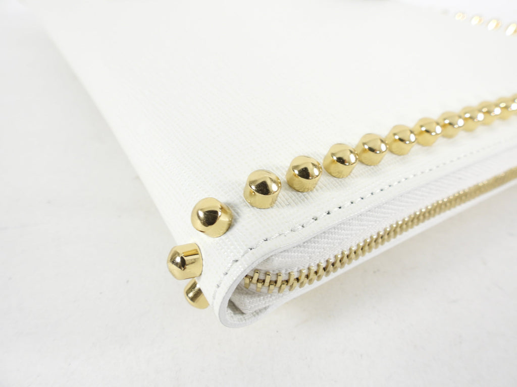 Fendi White Karlito Stud Clutch Bag