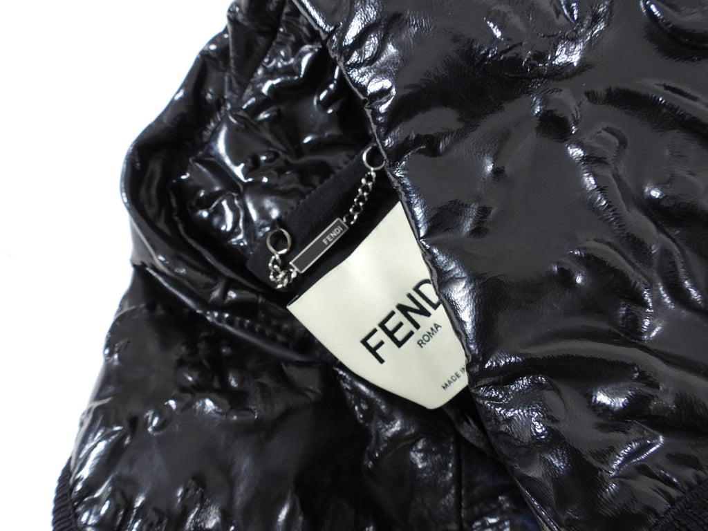 Fendi Black Molded Leather Zip Jacket - USA XS / 0 / 2