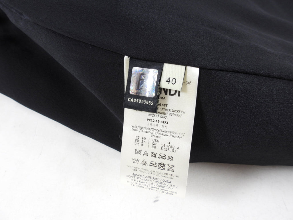 Fendi Black Molded Leather Zip Jacket - USA XS / 0 / 2