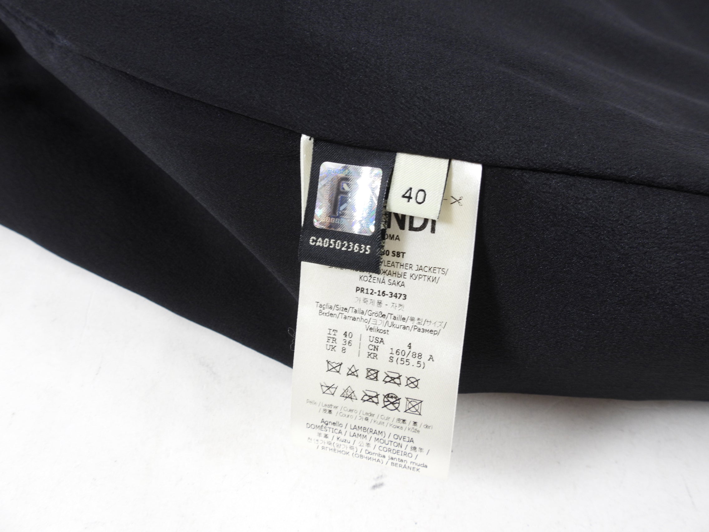 Fendi Black Molded Leather Zip Jacket - USA XS / 0 / 2