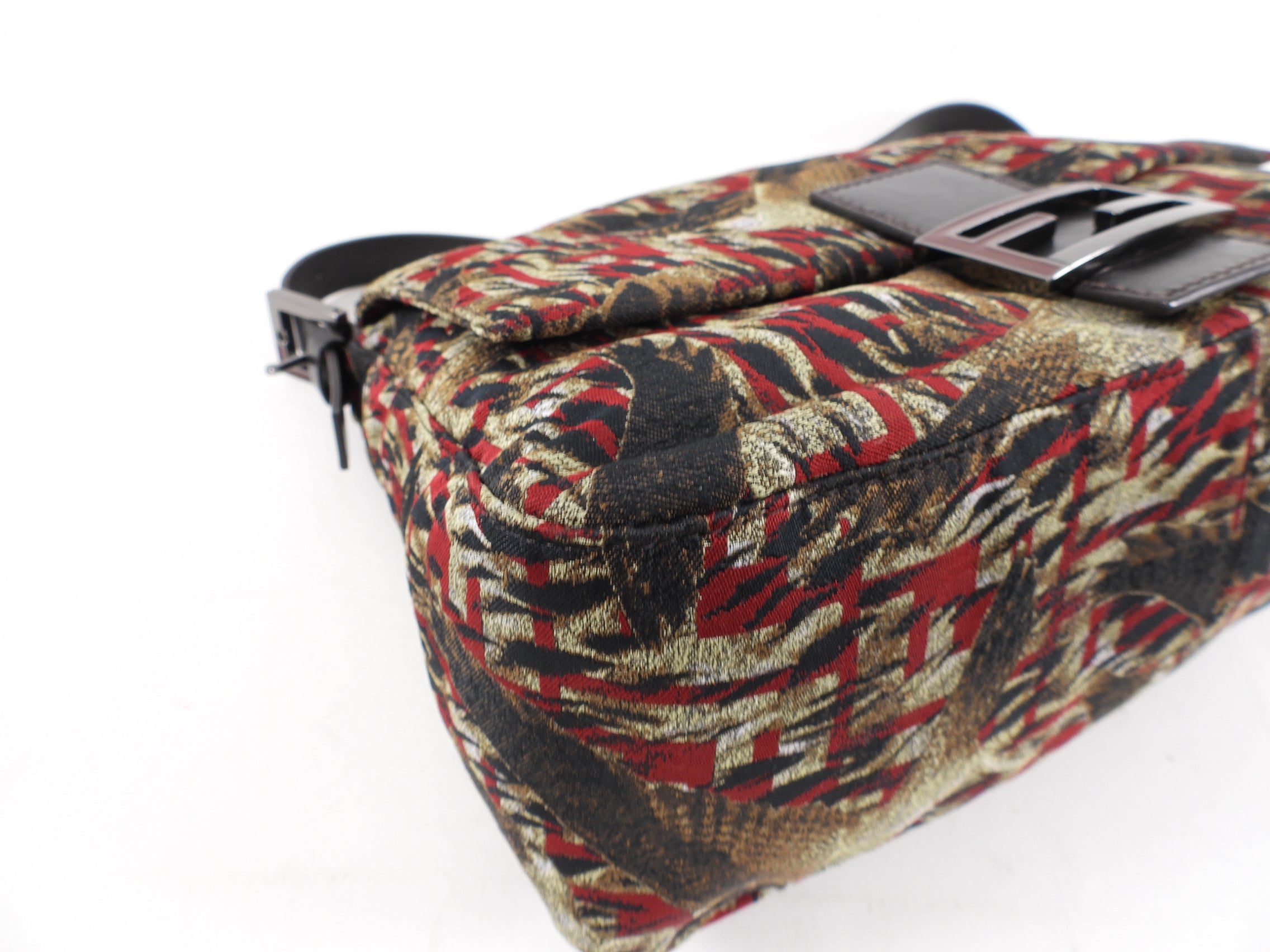 Fendi Mama Zucca Falcon Baguette Bag - Red and Brown