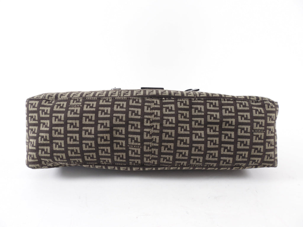 Fendi Brown Zucca Fabric East West Mama Baguette Bag