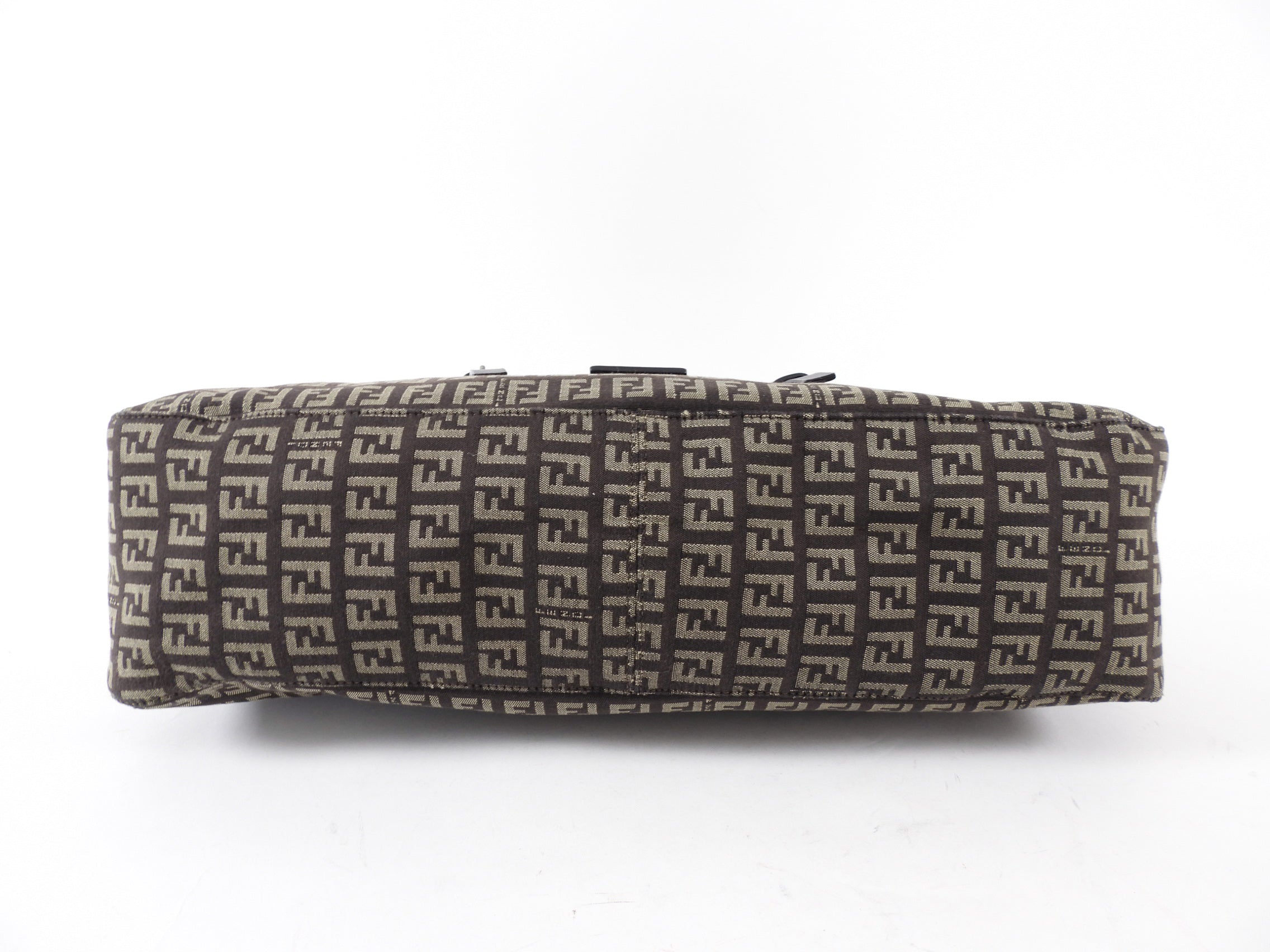Fendi Brown Zucca Fabric East West Mama Baguette Bag