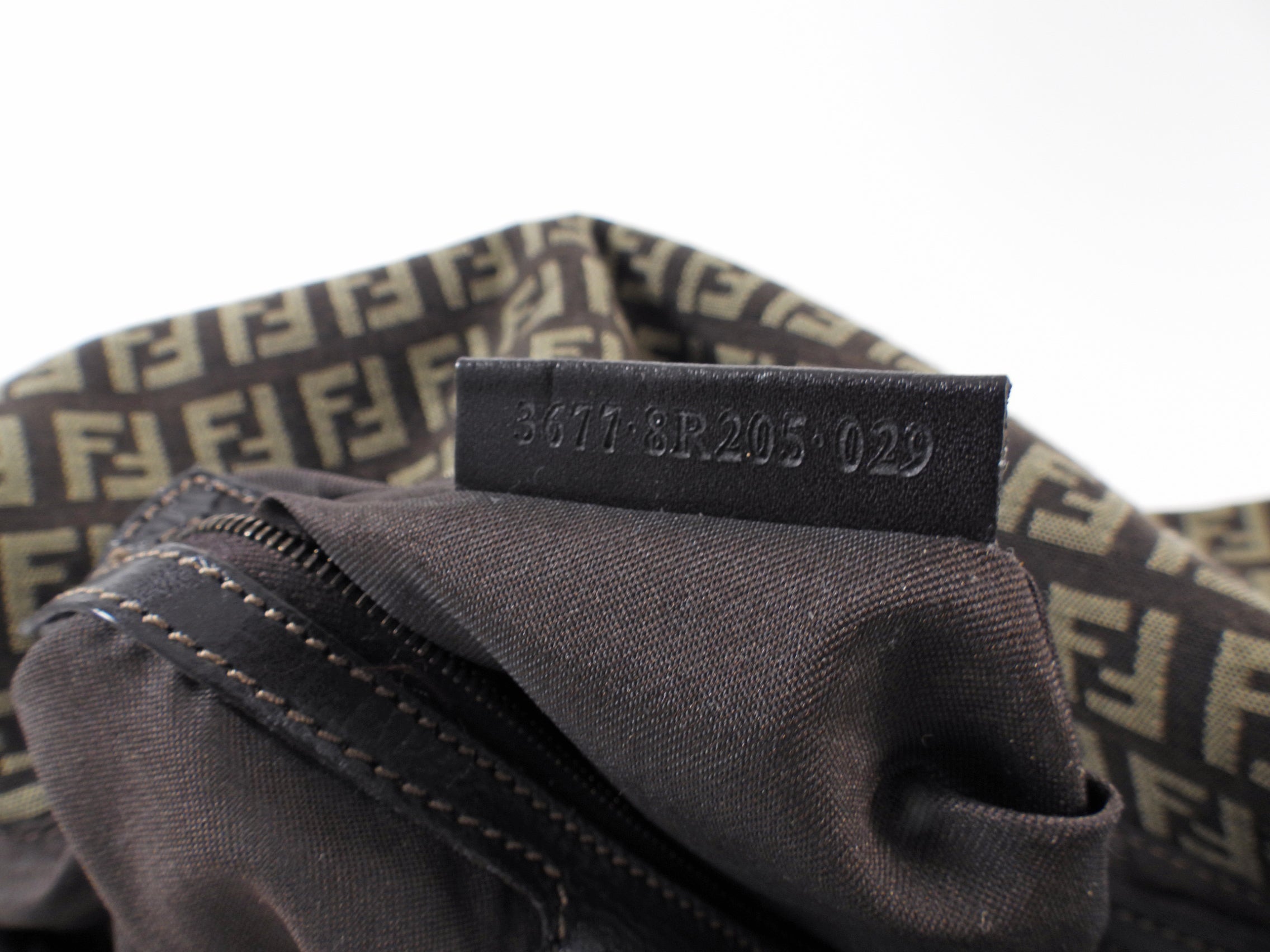 Fendi Brown Zucca Fabric East West Mama Baguette Bag