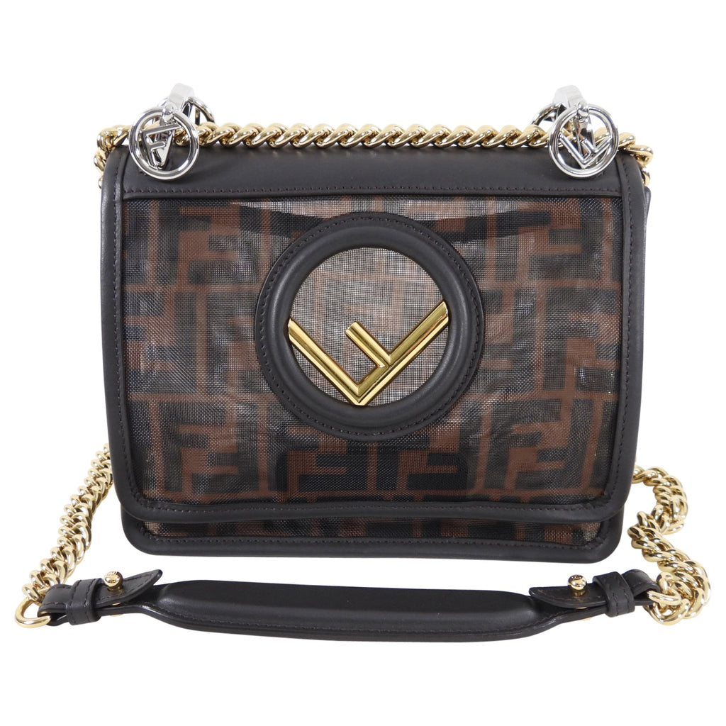 Fendi Kan I Zucca Logo Mesh Chain Strap Bag