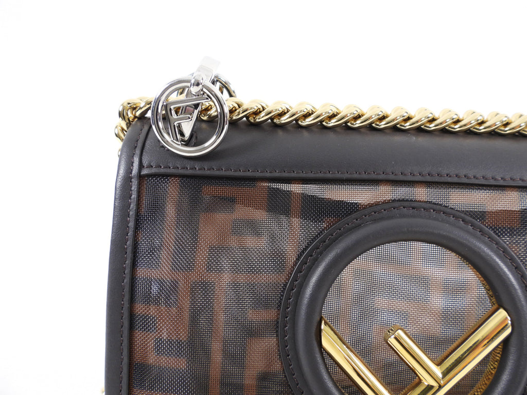 Fendi Kan I Zucca Logo Mesh Chain Strap Bag