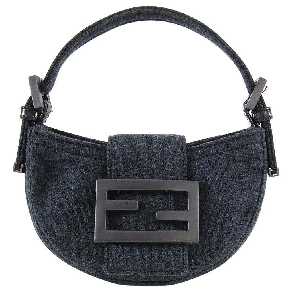 Fendi Vintage Grey Cotton Jersey Micro Baguette Bag