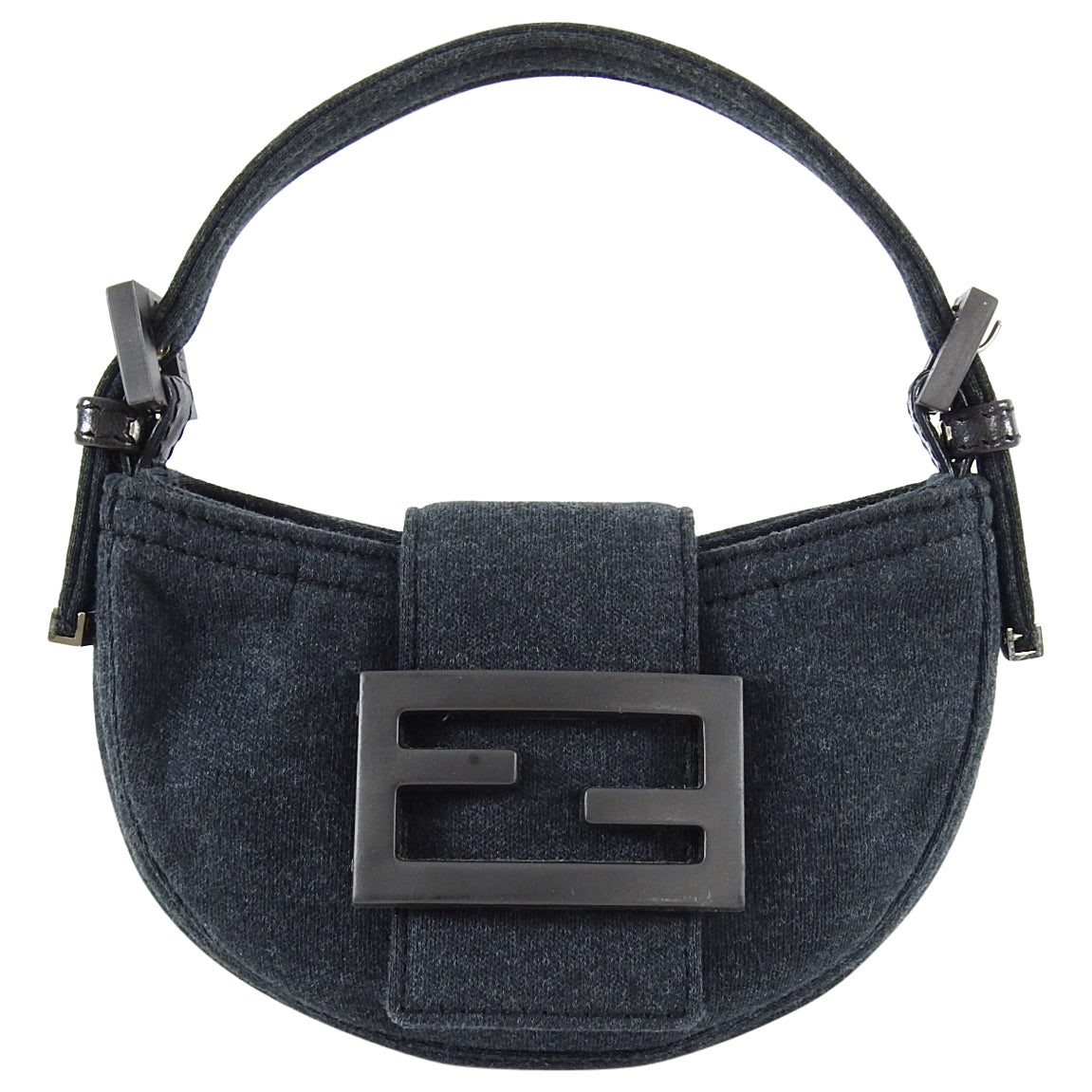 Fendi Vintage Grey Cotton Jersey Micro Baguette Bag