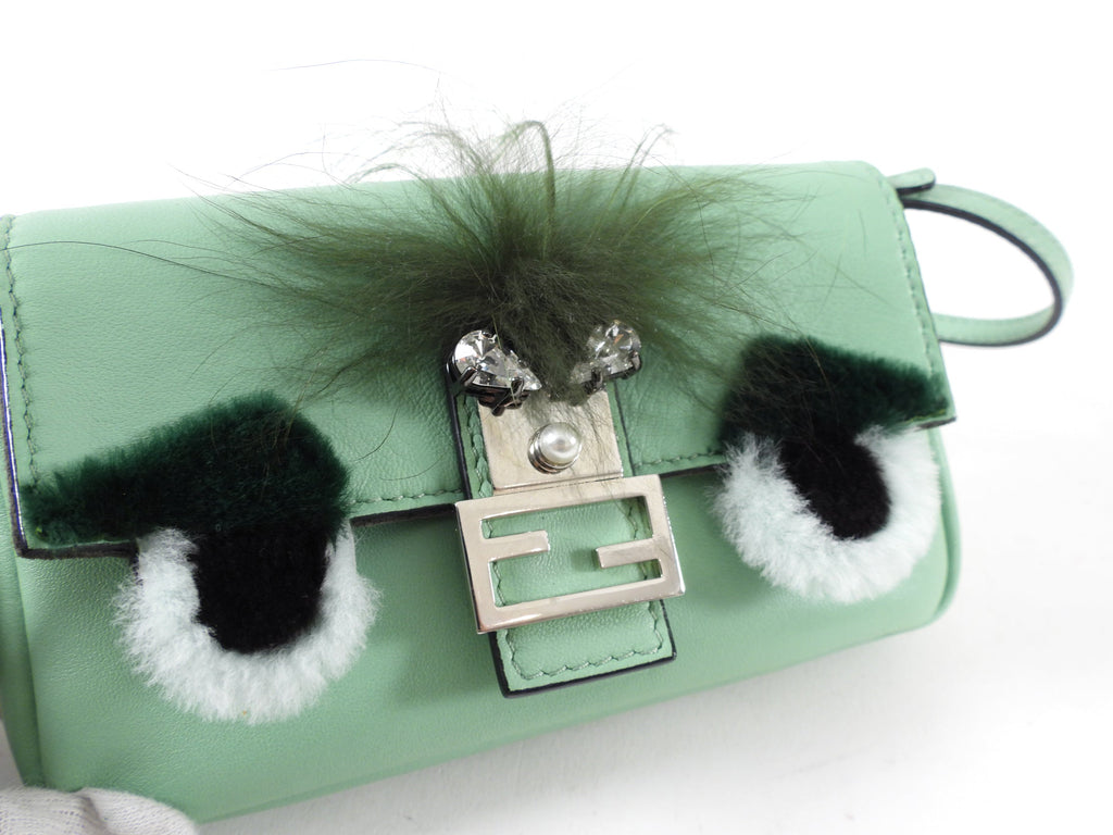 Fendi Mint Green Micro Monster Baguette Crossbody Bag