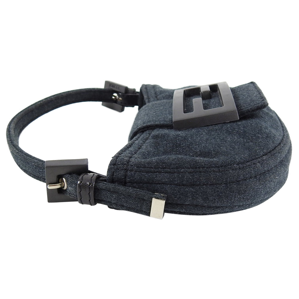 Fendi Vintage Grey Cotton Jersey Micro Baguette Bag