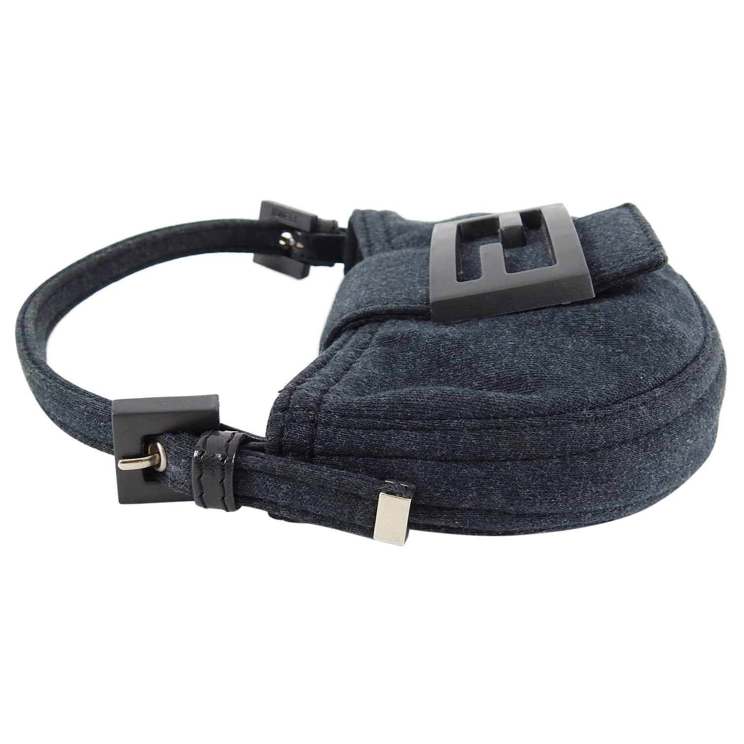 Fendi Vintage Grey Cotton Jersey Micro Baguette Bag