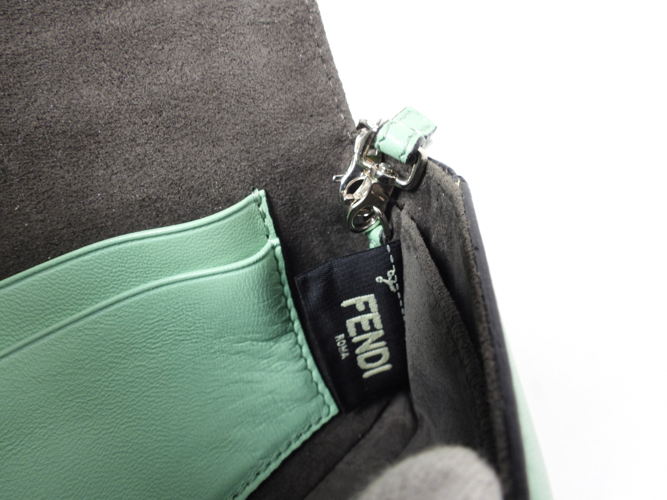 Fendi Mint Green Micro Monster Baguette Crossbody Bag