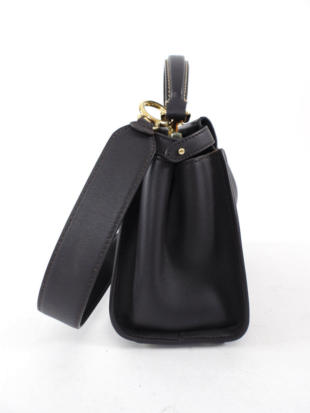 Fendi Dark Espresso Brown Leather Peekaboo Mini Bag