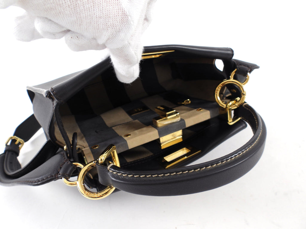 Fendi Dark Espresso Brown Leather Peekaboo Mini Bag