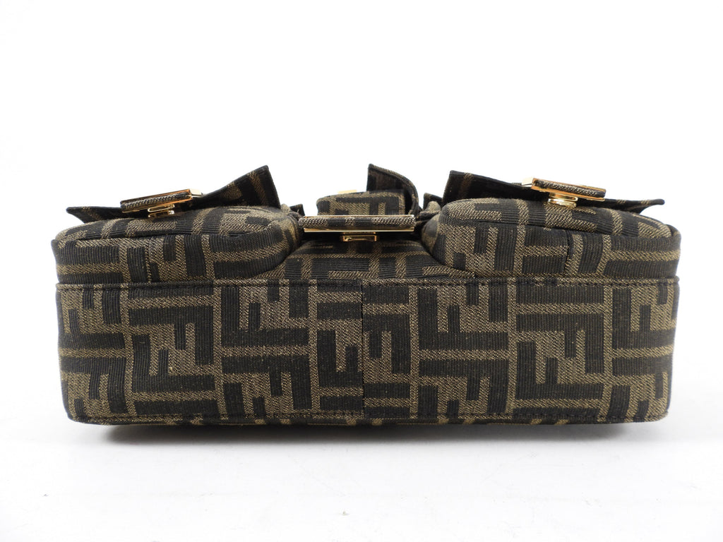 Fendi Brown Zucca FF Multi Pocket Baguette Bag