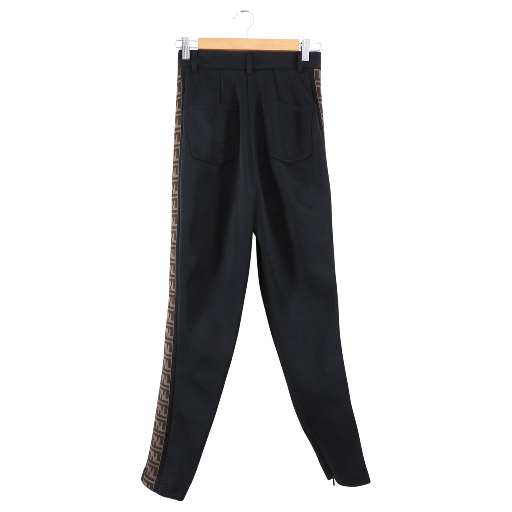 Fendi Black and Brown Jersey Zucca Print Slim Pant - IT40 / 4
