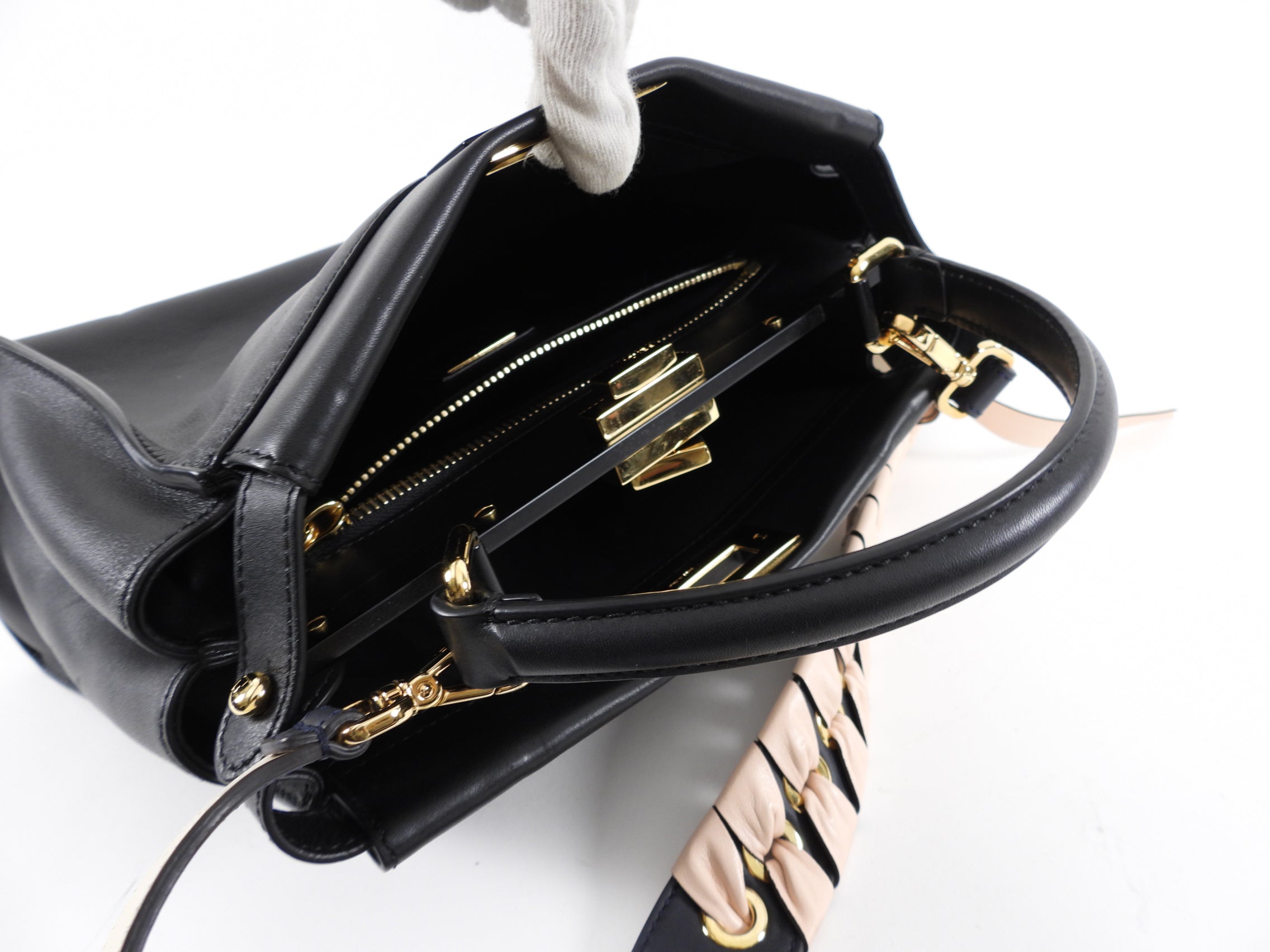 Fendi Black Leather Peekaboo Medium Two-Way Bag