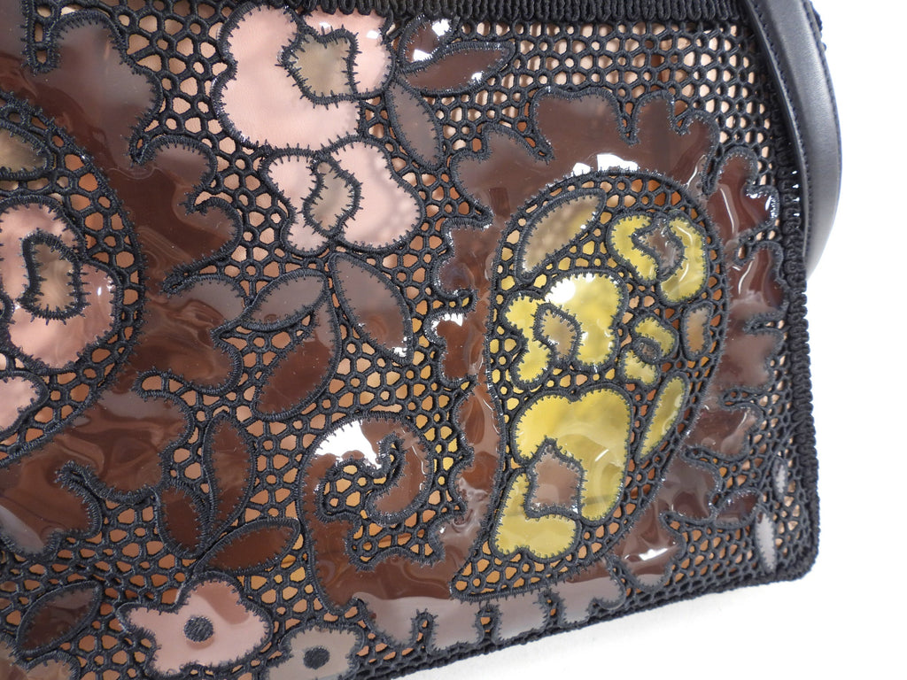 Fendi 2021 Medium Peekaboo ISeeU Black Lace Bag