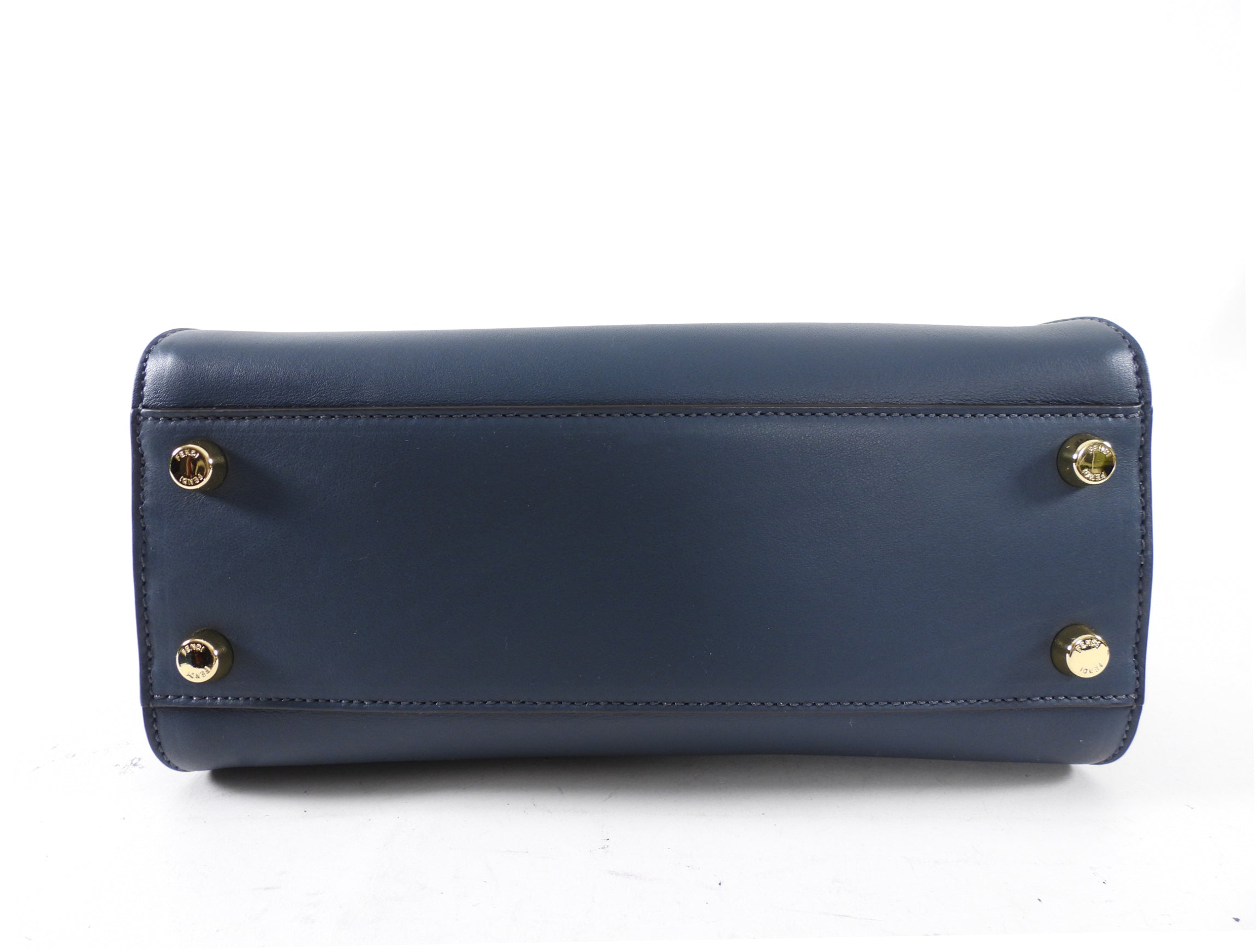 Fendi Navy Blue Leather Peekaboo Iconic Essentially Bag