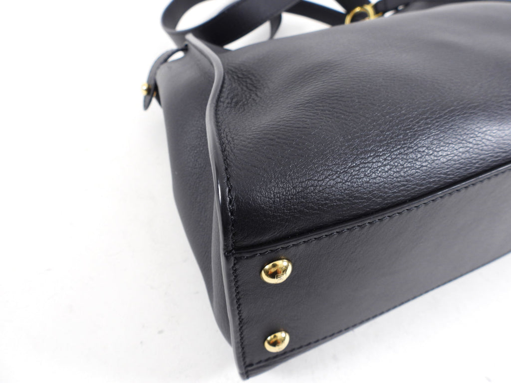 Fendi Black Leather Peekaboo Medium Two-Way Bag