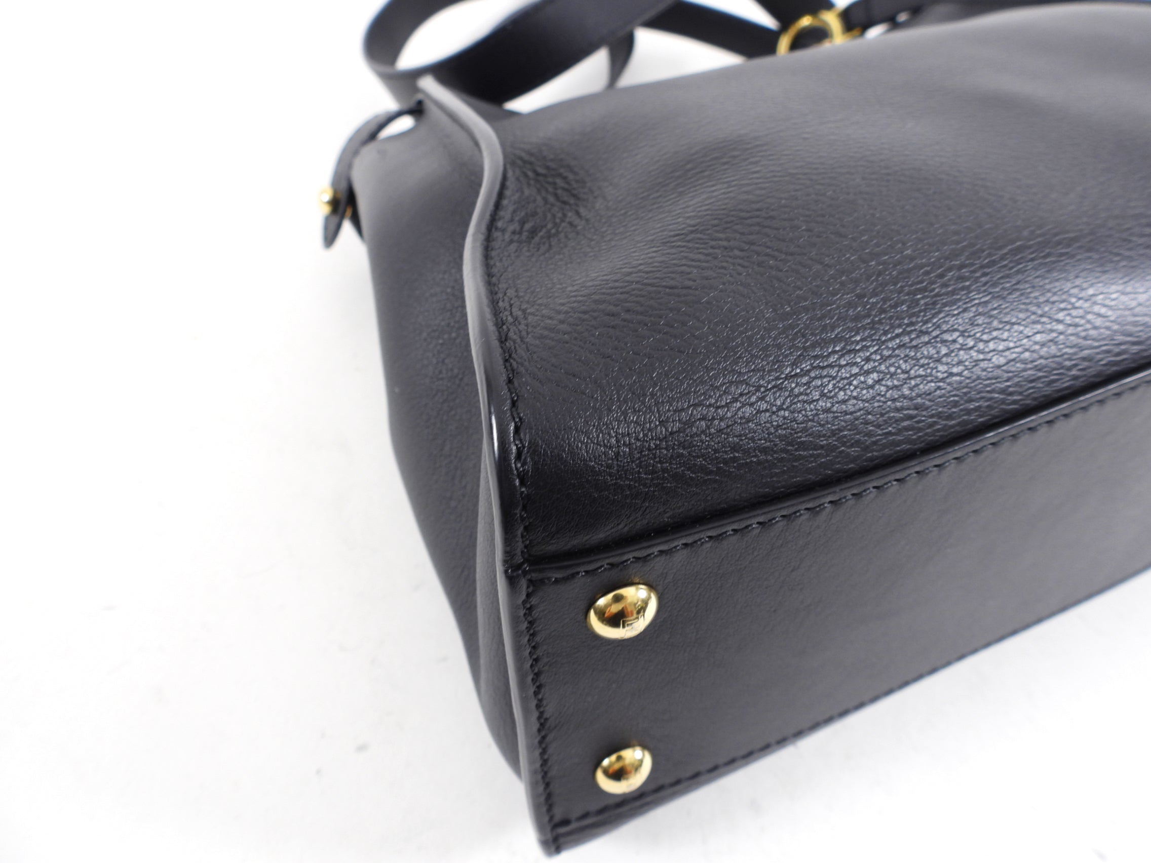 Fendi Black Leather Peekaboo Medium Two-Way Bag