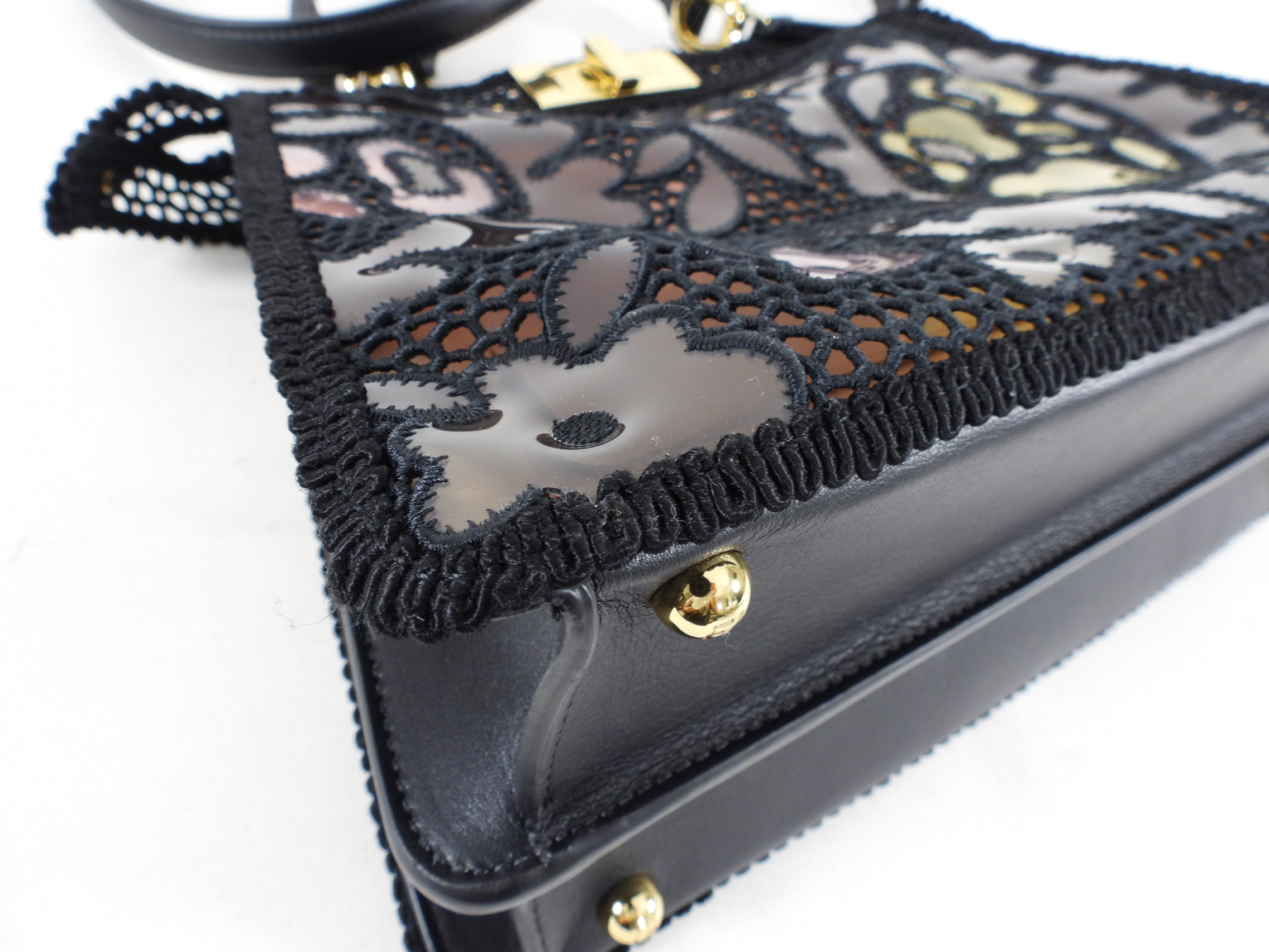 Fendi 2021 Medium Peekaboo ISeeU Black Lace Bag