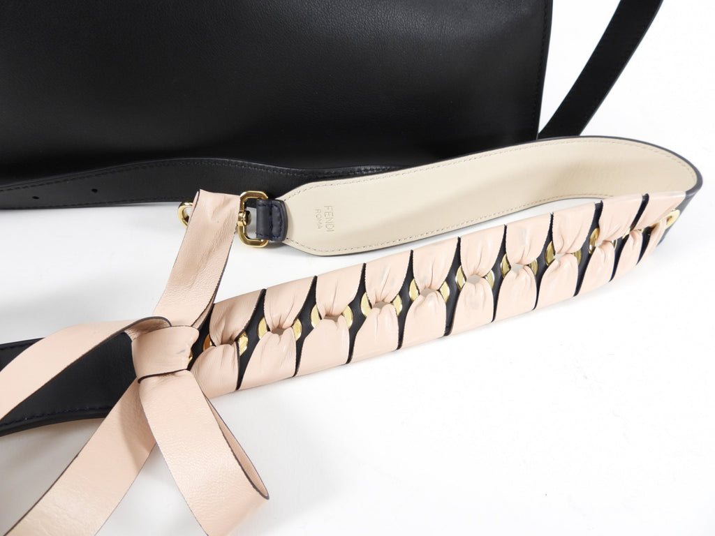 Fendi Black Leather Peekaboo Medium Two-Way Bag