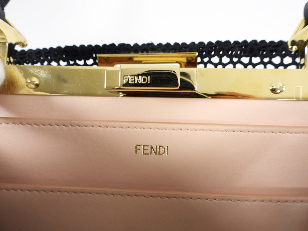 Fendi 2021 Medium Peekaboo ISeeU Black Lace Bag