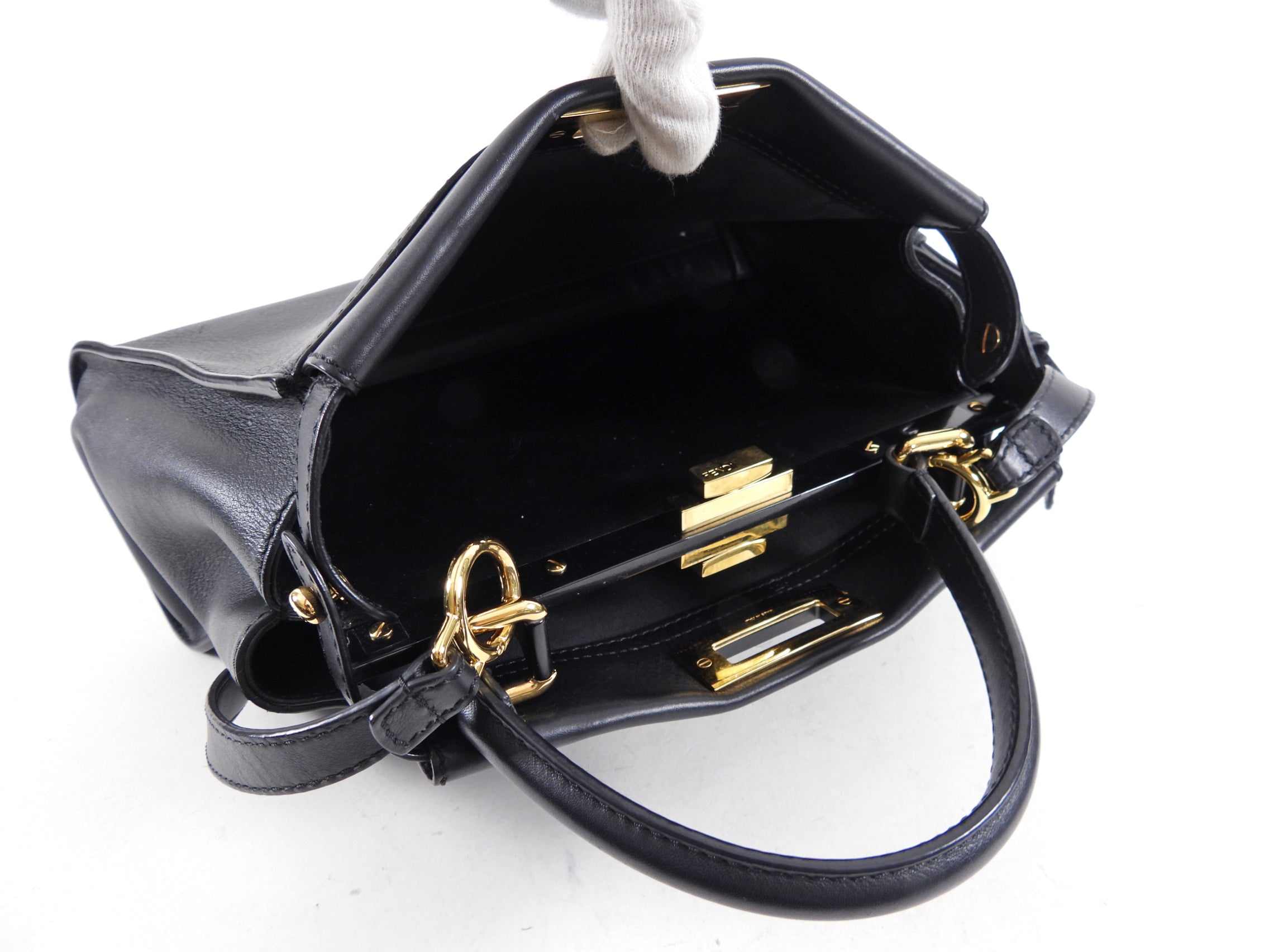 Fendi Black Leather Peekaboo Medium Two-Way Bag