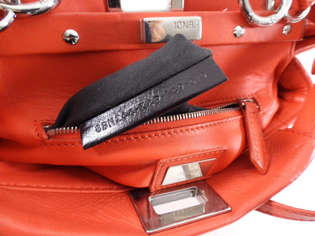 Fendi Red Leather Peekaboo Mini Two-Way Bag