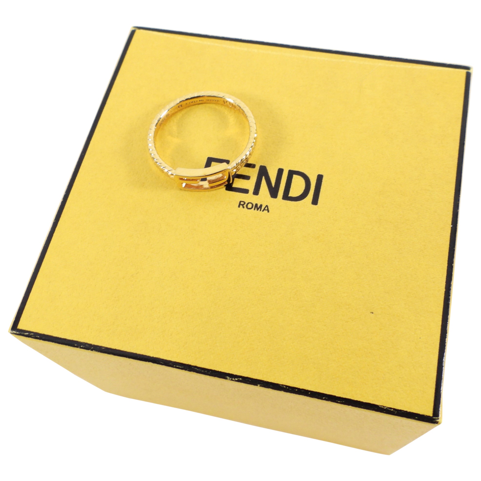 Fendi Goldtone Metal Baguette Ring 2023 - USA 7.25