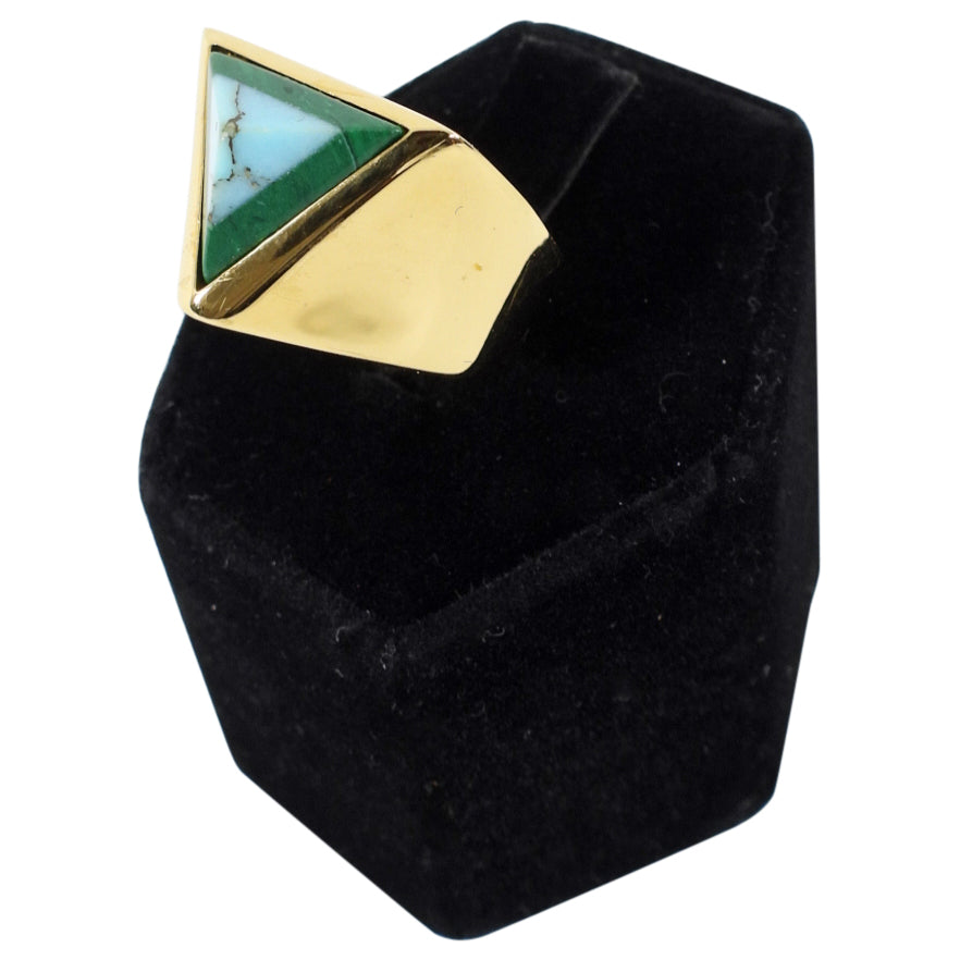 Fendi Green Triangular Geometric Ring - 6
