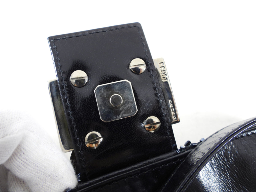 Fendi Vintage Black Bead Paillette Baguette Bag