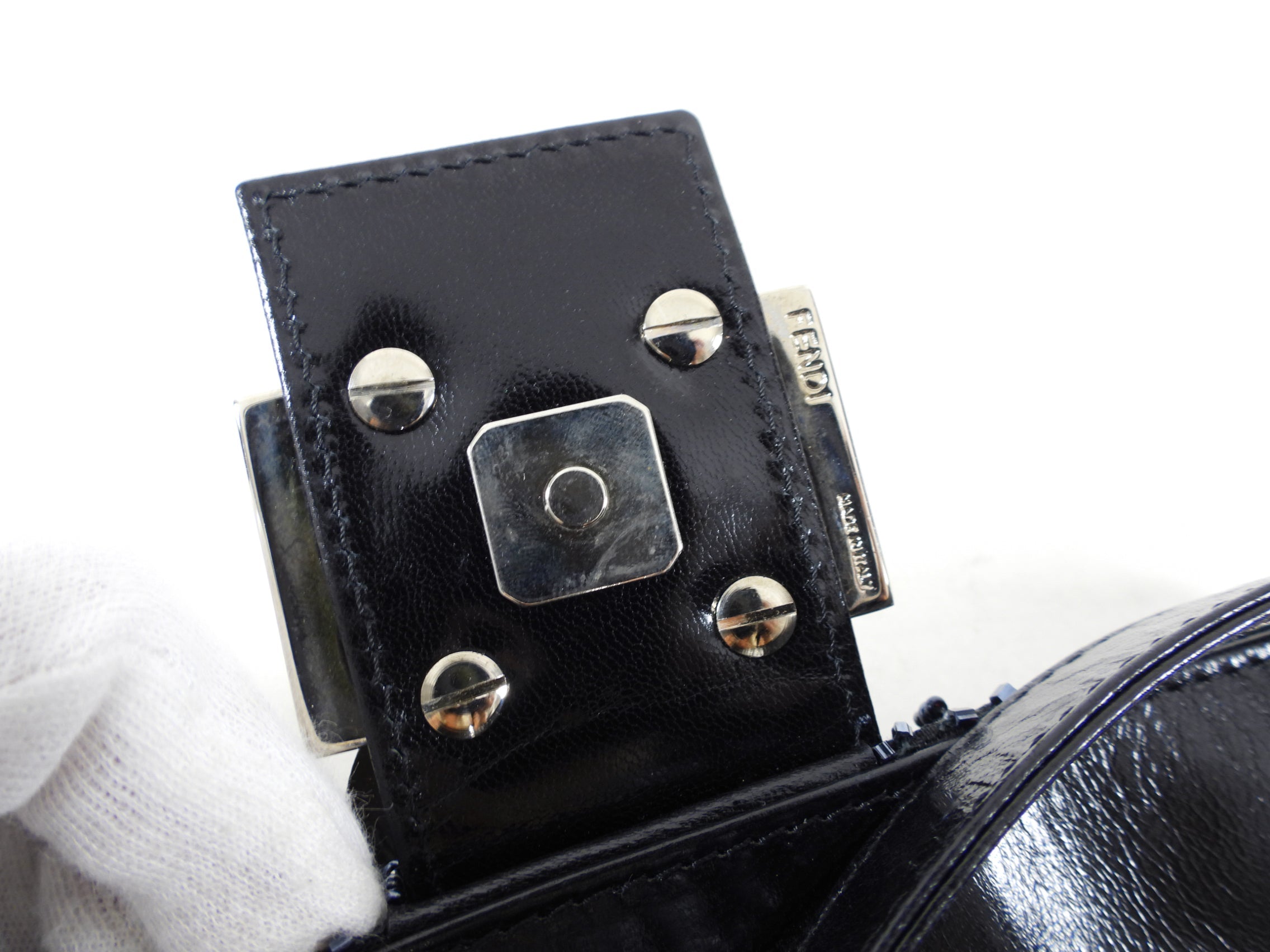 Fendi Vintage Black Bead Paillette Baguette Bag