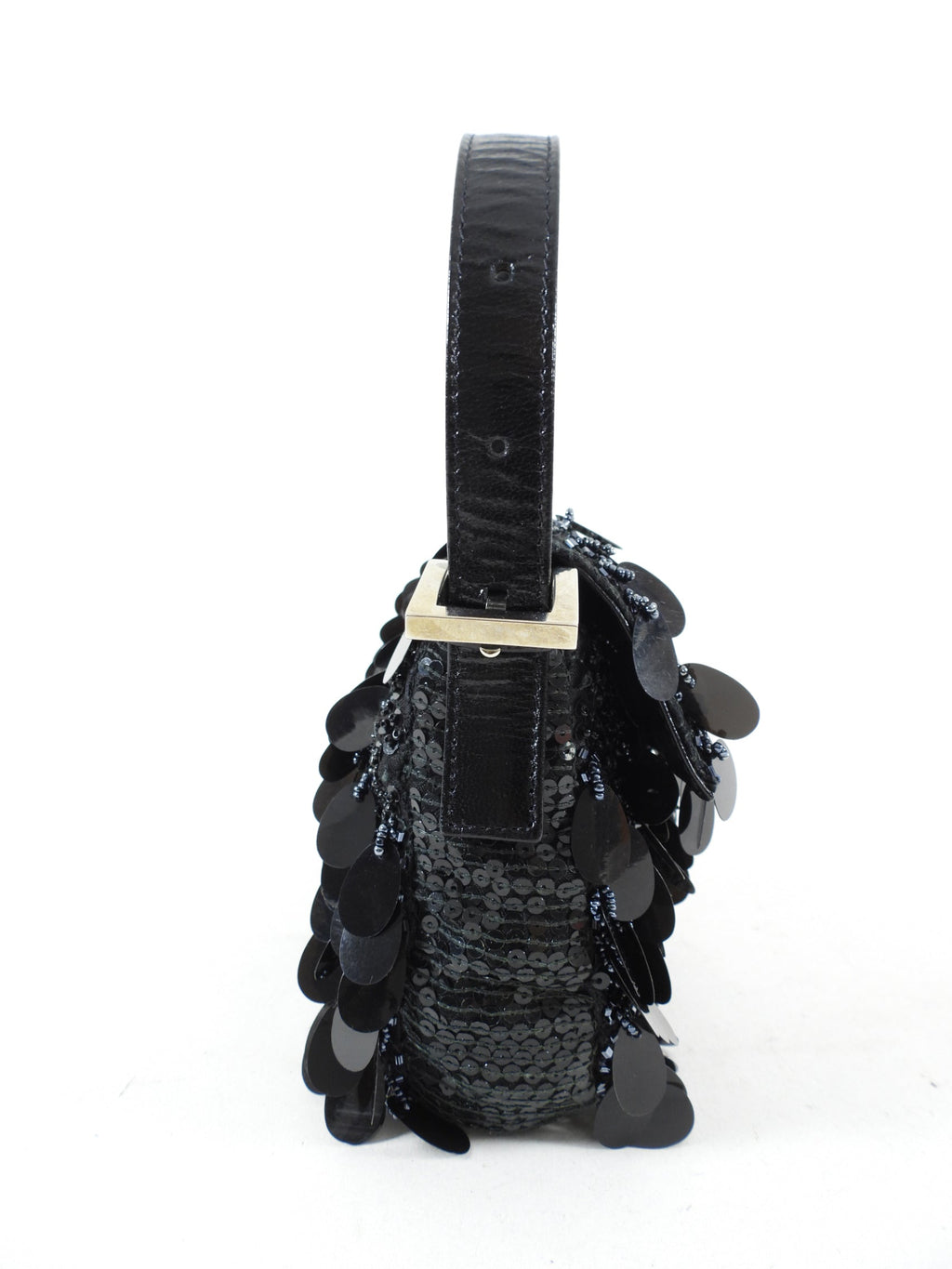 Fendi Vintage Black Bead Paillette Baguette Bag