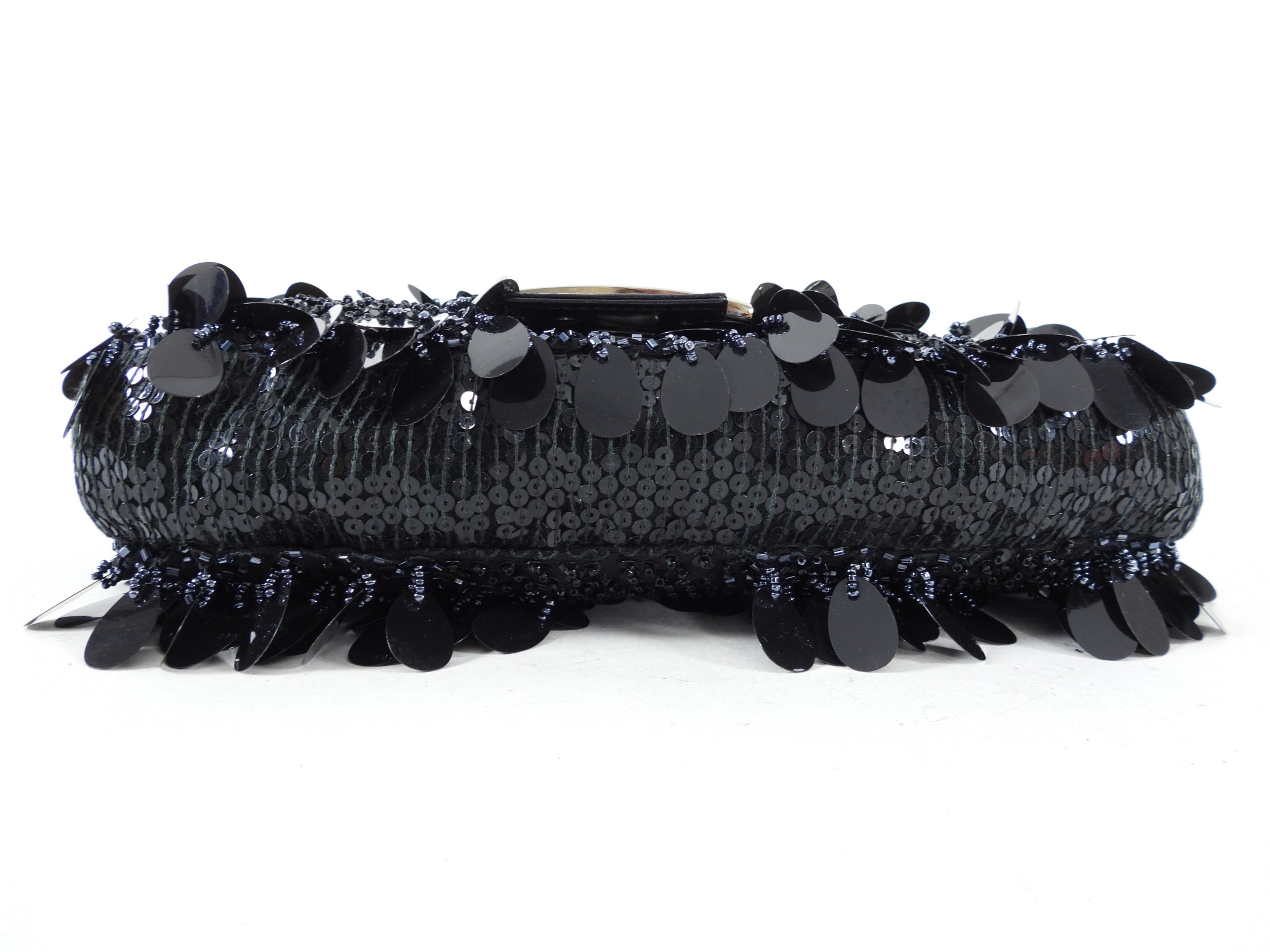 Fendi Vintage Black Bead Paillette Baguette Bag