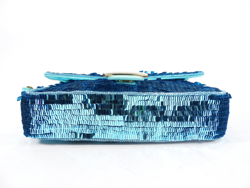 Fendi Turquoise Sequin Baguette 25th Anniversary