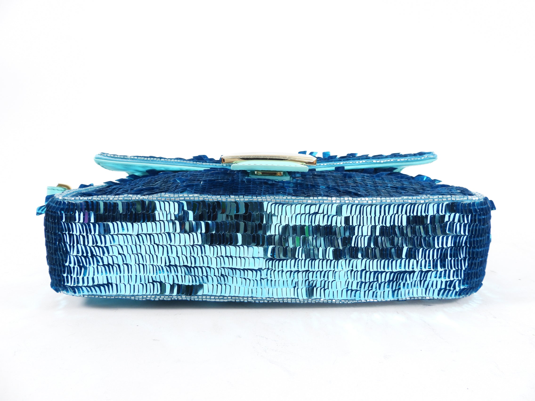Fendi Turquoise Sequin Baguette 25th Anniversary