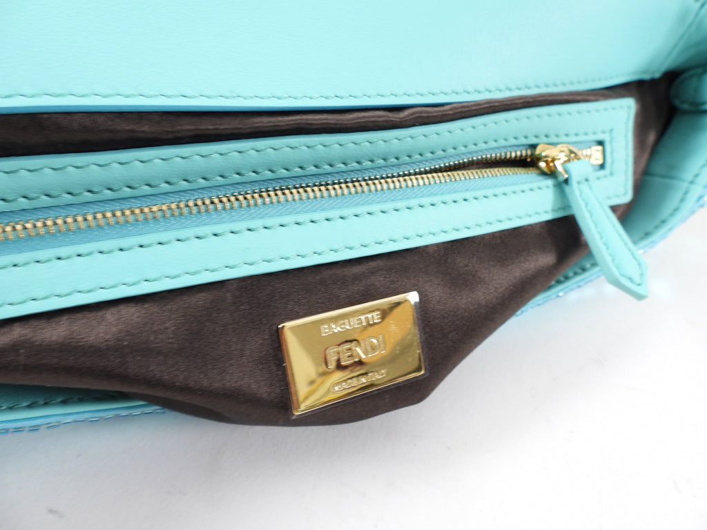 Fendi Turquoise Sequin Baguette 25th Anniversary