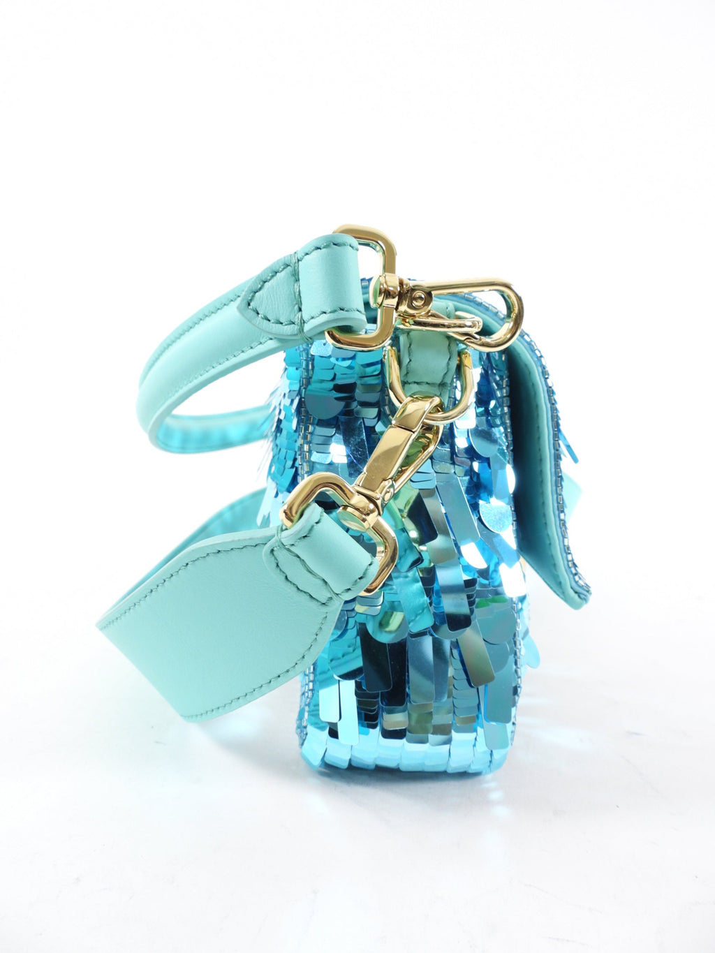 Fendi Turquoise Sequin Baguette 25th Anniversary